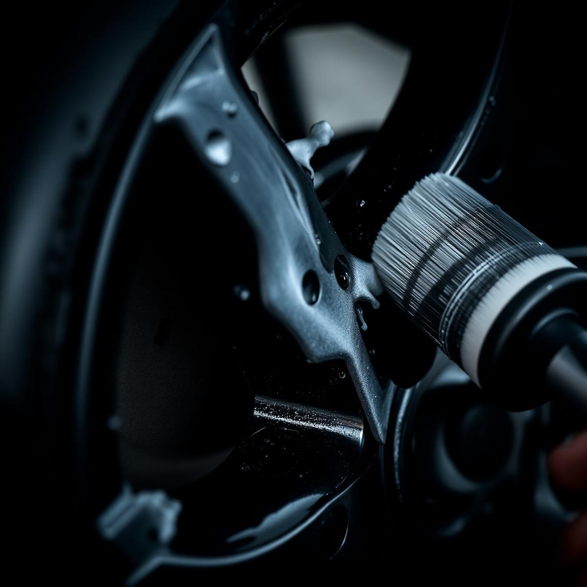 Wheel cleaning close-up